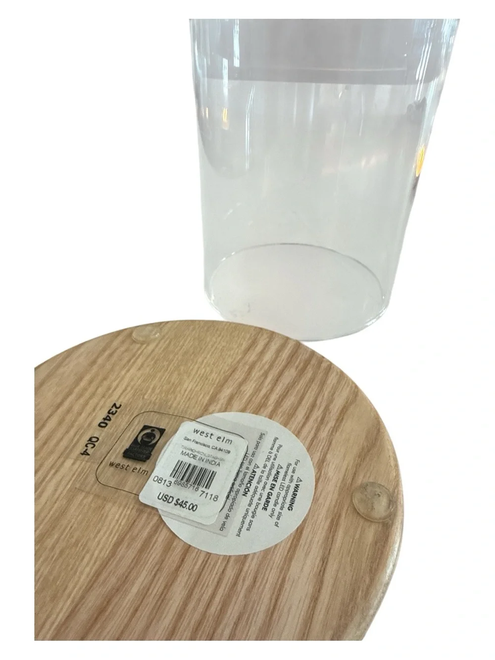 west elm candle & glass candle holder NWT